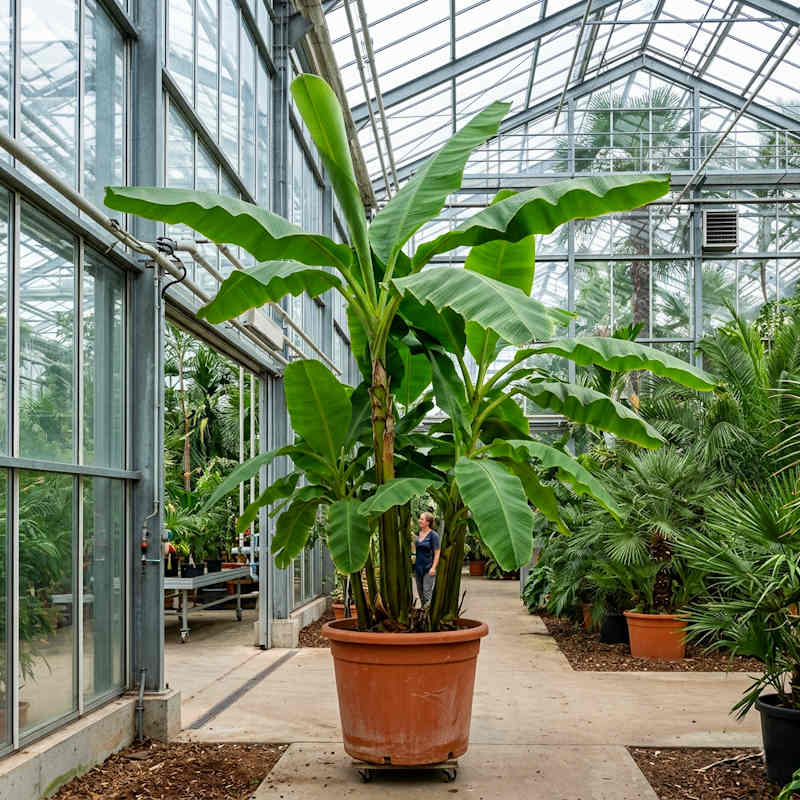 Ausgewachsene Musa basjoo im Garten im Sommer