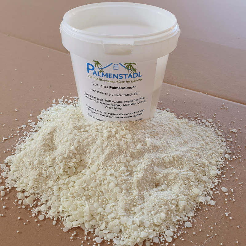 Löslicher Palmendünger als Pulver für die Anwendung im Gießwasser