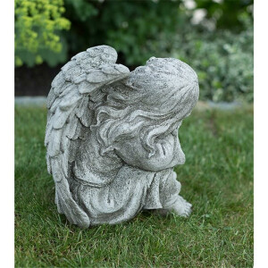 Figur "Sitting Angel Girl" - Antiksteinguss