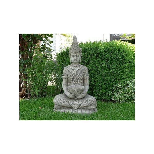 Lotus Buddha sitzend aus Antiksteinguss