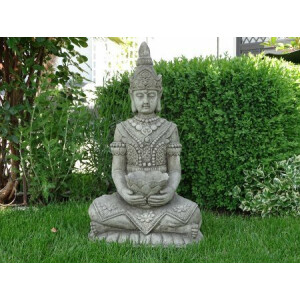 Lotus Buddha sitzend aus Antiksteinguss