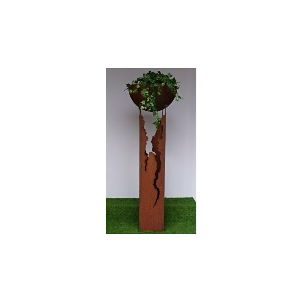 Säule "Taormina" mit Schale - Edelrost - 185 cm