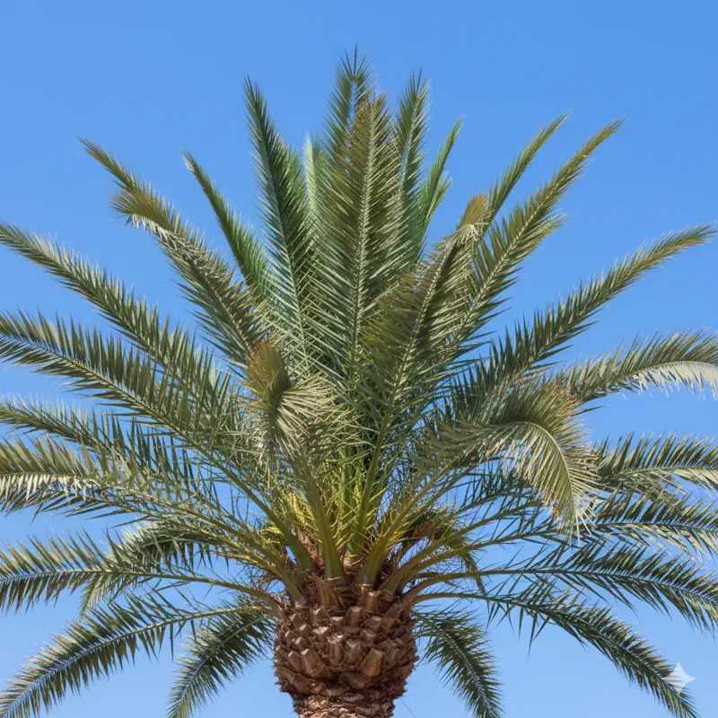 Phoenix dactylifera Echte Dattelpalme mit charakteristischen blaugrünen Wedeln