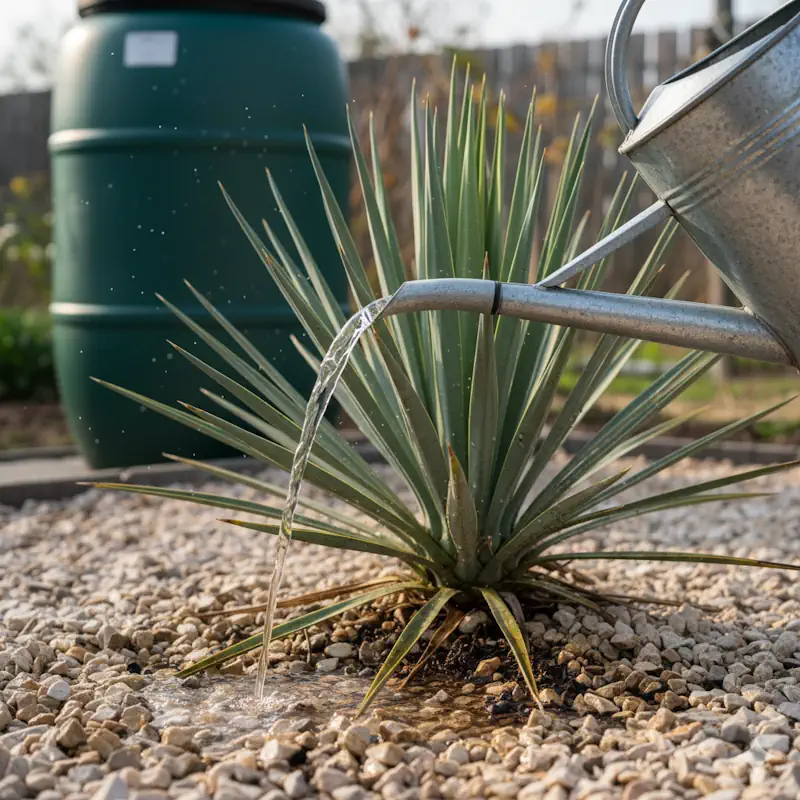 Yucca rostrata richtig gießen mit Regenwasser kalkfrei direkt am Wurzelbereich