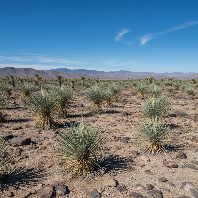 Yucca rostrata in natürlichem Wüstenstandort Texas Mexiko mit blaugrauem Schopf